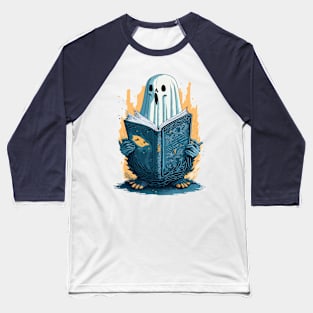 Ghost Reading Book Baseball T-Shirt